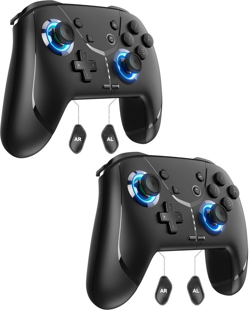 GMBACK Store 2 Pack Switch 2 Pro Controllers, Macro Controller for Nintendo Switch 2, Switch, Lite, OLED with Loop Macro, 6-Axis Gyro Sensor, Dual Vibration, Adjustable Turbo, 800mAh Battery, 2 Pack - Image 1